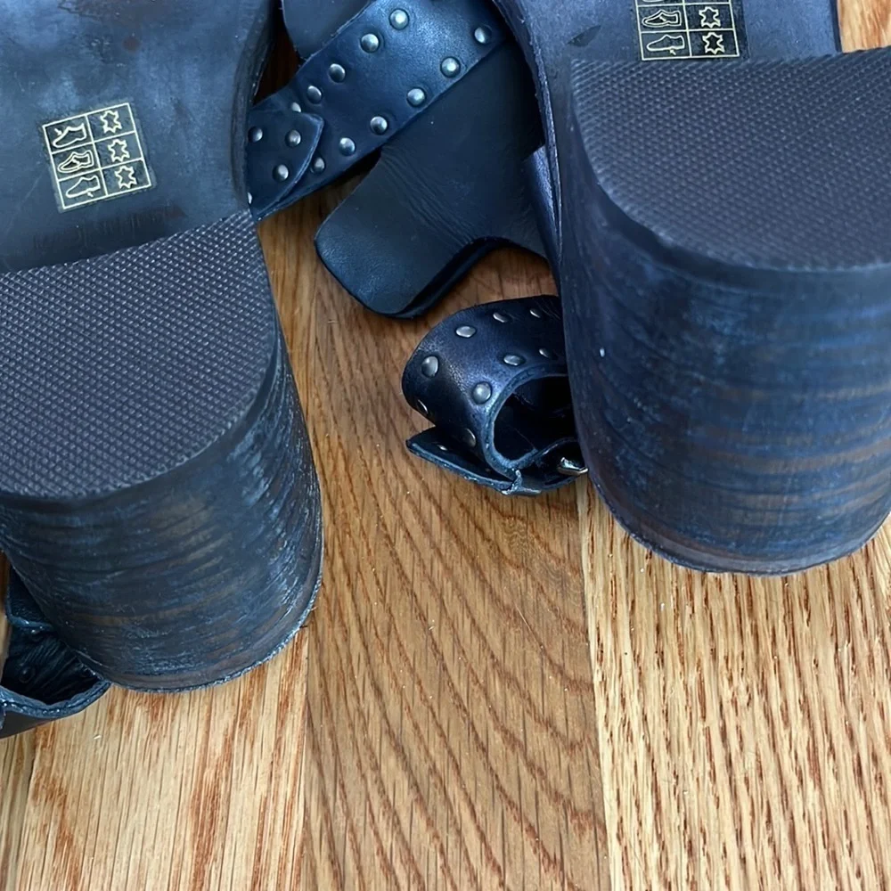 New Free People Happiness Block Heel Sandal Black Size 38 or 8